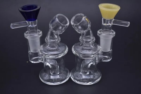 Nano Rig Mini Bong in vetro Rig per olio Dabs piccoli tubi per l'acqua Rig Fab Egg Bong in vetro Recycler Pyrex Bong ad acqua con ciotola da 14 mm 1 pz