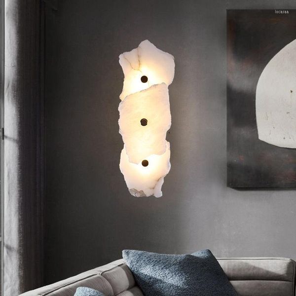 Lámpara de pared Apliques de piedra Latón Mármol natural Pasillo Sala de estar Dormitorio Al lado de la luz Decoración para el hogar Accesorios de iluminación interior