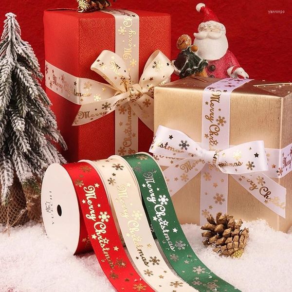 Decorazioni natalizie 2023 Nastro stampato Nastri in grosgrain per confezioni regalo Decorazione di nozze Archi per capelli di Natale Fai da te Anno di Navidad