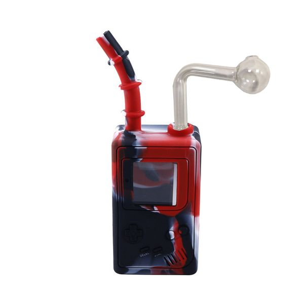 Bruciatore a nafta in vetro siliconico da 185 mm Bubbler Bong Dry Herb Tabacco Cera Fumo Pipa ad acqua Dispositivo Narghilè