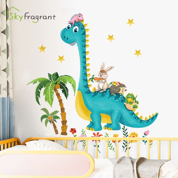 Tapeten Cartoon Dinosaur Buddies Wandaufkleber Selbstklebende Wohnkultur Kinderzimmer Dekoration Baby Schlafzimmer Dekor Niedlicher Musteraufkleber 230505