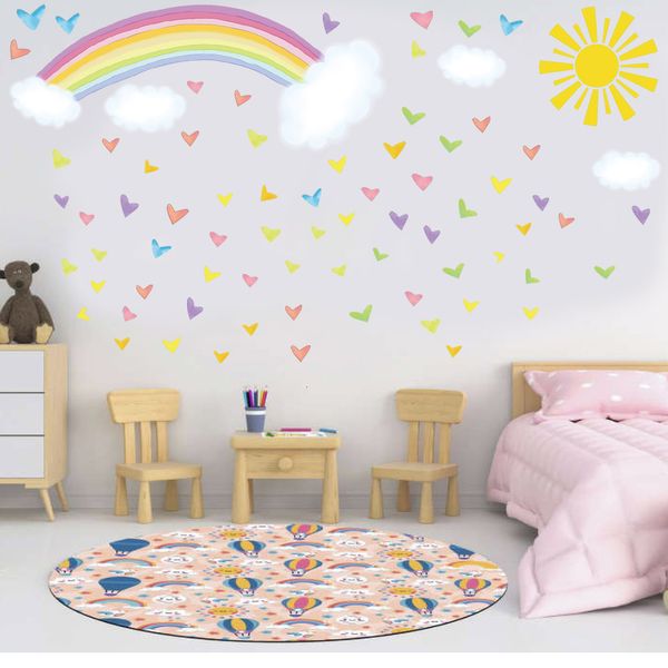 Sfondi fai da te cartoni animati per bambini adesivi murali arcobaleno ragazzo ragazza baby room decor estetica carta da parati scuola materna decalcomanie della parete adesivi 230505