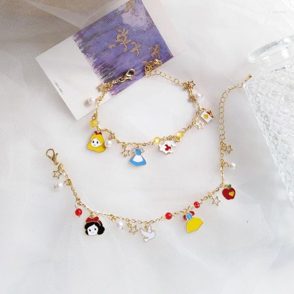 Pulseira coreana cartoon fofo princesa pendente pulseiras feitas à mão charme de jóias para brindes de sonho de jóias