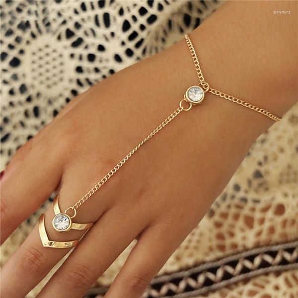 Bracelets de charme 2023 Cadeia criativa Bracelet Rings para mulheres Correntes de link para mulheres que conectam o preto de jóias do chicote das mãos
