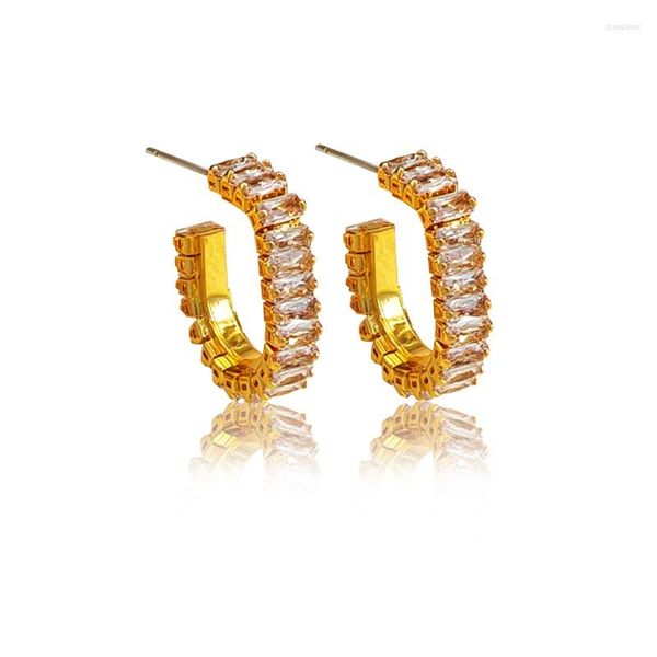 Ohrstecker Luxus Designer Einfache Goldene Zirkonia Für Frauen 2023 Piercing Ohrringe Schmuck Weihnachtsgeschenk Französisch Mode