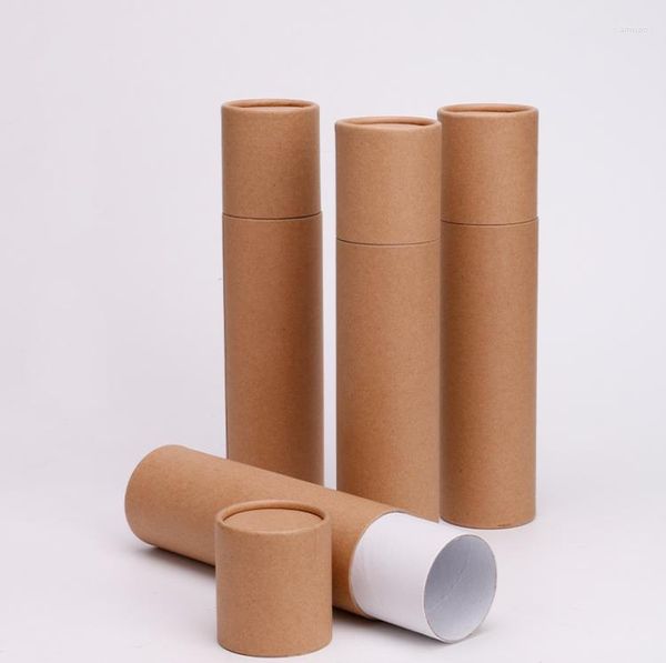 Embrulho de presente 30pcs 200/250 grama kraft papel de papelão cilindro cilindro redondo garrafa de embalagem de embalagem tubo de papel sn4062