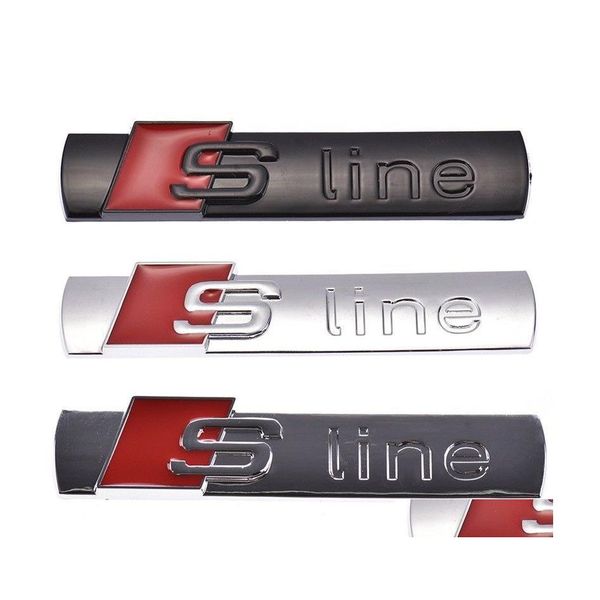 Автомобильные значки 3D Metal S Line Sticker ER для логотипа Sline A3 A4 A5 A6 Q3 Q5 Q7 B7 B8 C5 S6 Аксуары для наклейки с капля