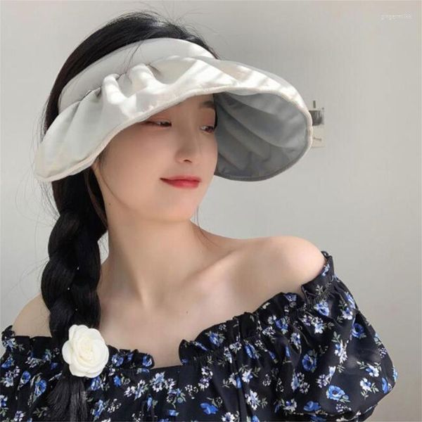 Geniş Memlu Şapkalar 2in1 Yaz Yuvarlanması Katlanabilir Güneş Şapkası Boş Top Kabuk Çift Amaçlı Kafa Kadınlar İçin Yıldönümü