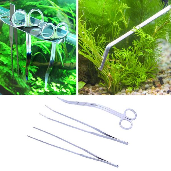 Werkzeuge 3in1 Edelstahl Aquarium Aquatische Lebende Pflanzen Lange Griff Pinzette Schere Trim Tool Kit Set Griff Pinzette Schere