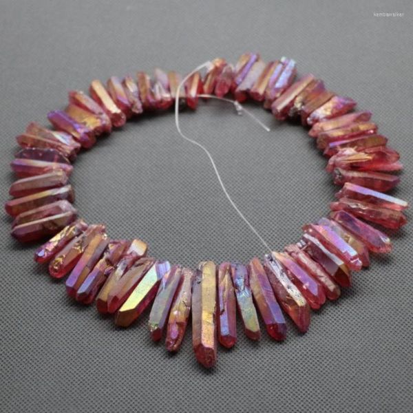 Colares pendentes de aproximadamente 60pcs/fita natural crua de cristal roxo ponto pingentes de rocha geme top briolettes brioletas
