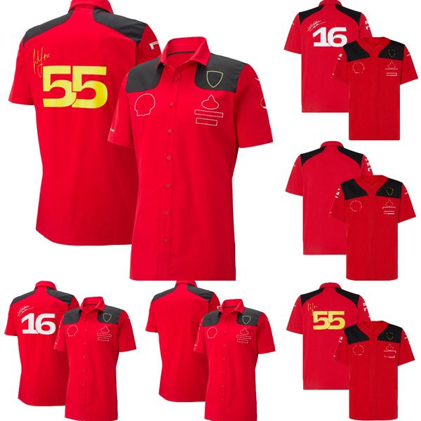 2023 nova camisa de f1 fórmula 1 equipe vermelha camisas masculinas roupas de corrida masculina e feminina verão casual botão acima camisa polo