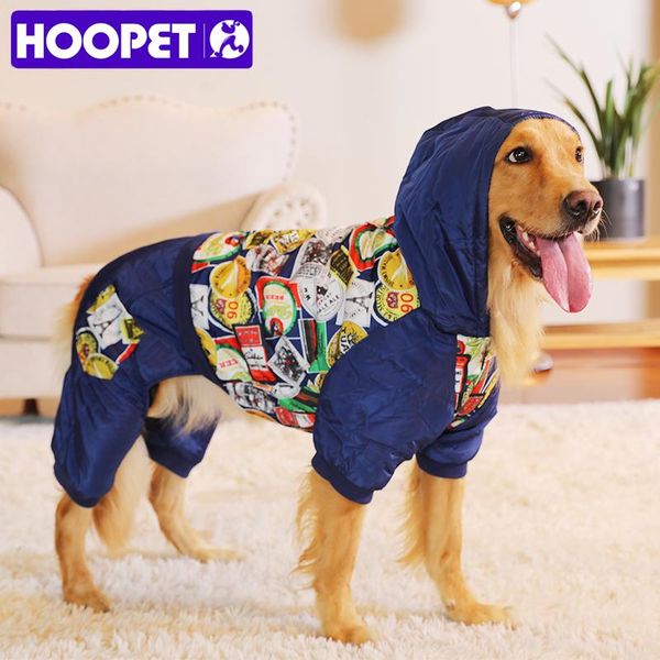 Parka HOOPET Nuovi vestiti per animali domestici in cotone caldo per il tempo libero Tute autunnali per cani Cappotto invernale Stampe per cani di grandi dimensioni Piumino per cani