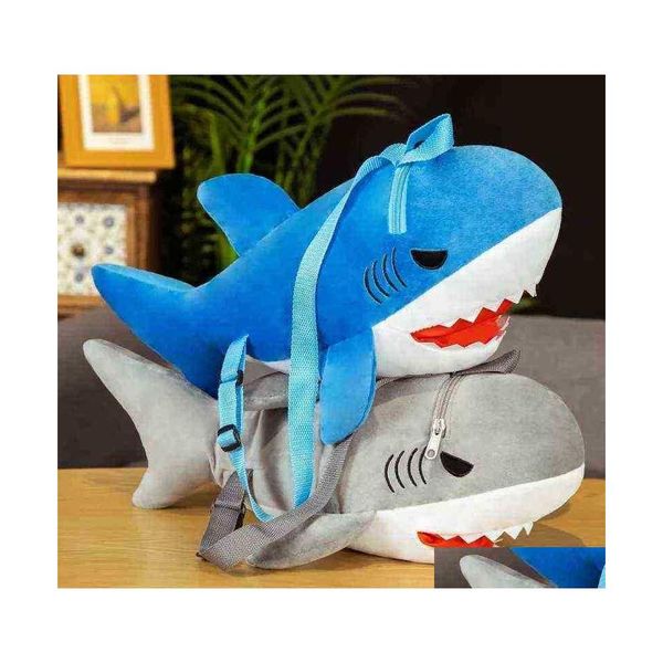 Плюшевые куклы 1pc 50 см мультфильм Cute Shark рюкзак для детей для детских школьных мешков для детей Beautif День рождения рождественский подарок J220729 Drop Duft Dhkv1
