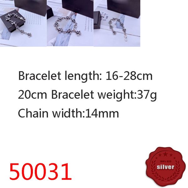 50031 Hip Hop S925 Bracciale in argento sterling Stile punk Personalizzato Gioventù Ancoraggio Lettera Gioielli Coppia Accessori popolari