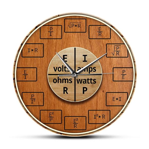 Orologi da parete Grafico a torta della legge di Ohm Teoria elettrica Arte Elettricista Orologio Tuttofare Decorazioni per la casa Potenza in un circuito Equazione Orologio