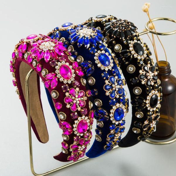 Clipes de cabelo da indústria de moda européia e americana exagera o Ultra - Sparkling Zircon Flower Head Band