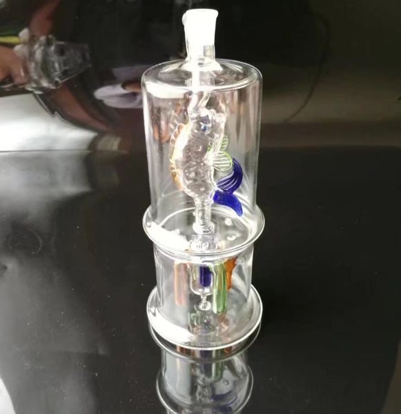 Pipa per fumatori Aeecssories Narghilè in vetro Bong Pesce superiore Filtro divisorio a quattro artigli inferiore Bottiglia di fumo d'acqua in vetro silenzioso