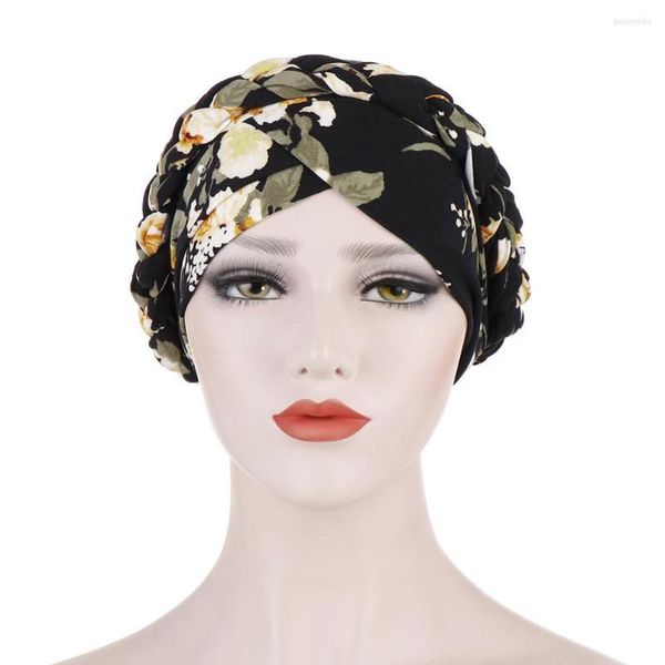 Wide Brim Hats Casual Beanie Headwrap Feine Nähte Staubdichte Kopfbedeckung Brimless Floral Pattern Cap