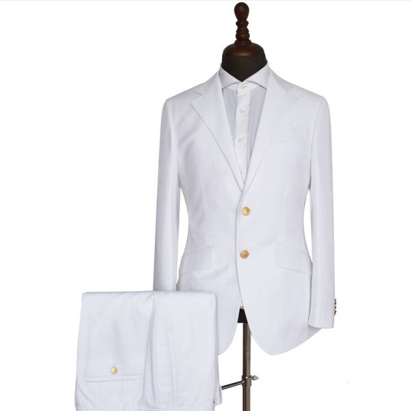 Herrenanzüge Blazer Weiß Solide Herrenanzüge Jacke Slim Fit 2 Stück Formelle Anzug/Hochzeit Bräutigam Ehe Klassische Kleidung/Business Anwalt Blazer Hose 230505