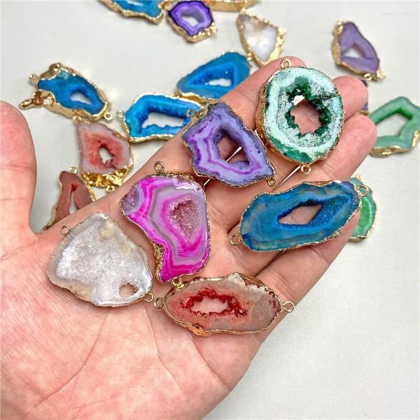 Anhänger Halsketten 2 Stück Unregelmäßige Druzy Verbindungsstücke Naturstein Vergoldete Achate Verbindungsstück Charme DIY Halskette Ohrring Schmuck