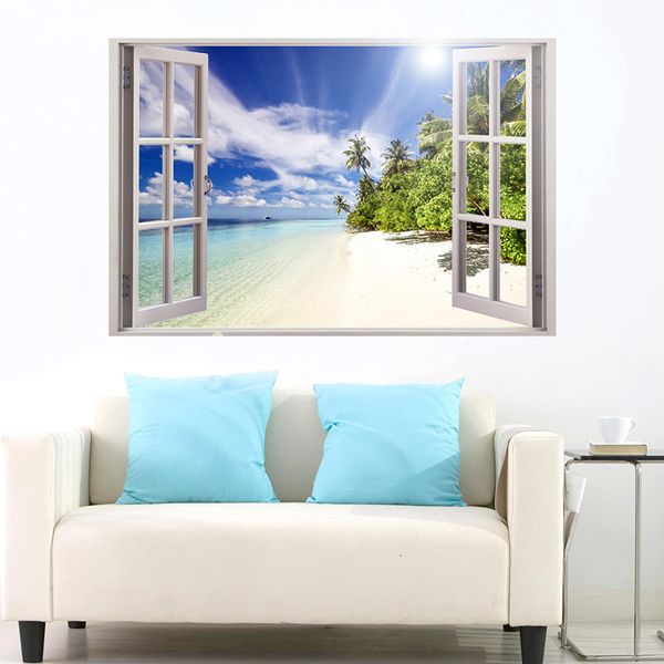 Tapeten Qualität Transparente PVC Wandaufkleber Landschaft Außenfenster 3D Aufkleber Für Schlafzimmer Wohnzimmer Dekor Wallsticker Wandbild Haushalt 230505