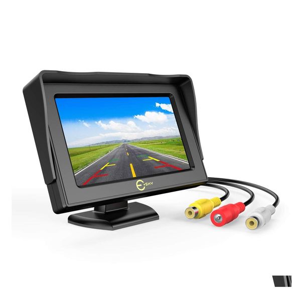 Câmeras traseiras de visualização do carro Monitor de sensores de estacionamento de 4,3 polegadas TFT LCD 180 graus SN ajustável para câmeras de veículo retrovisor Drop de dhrre
