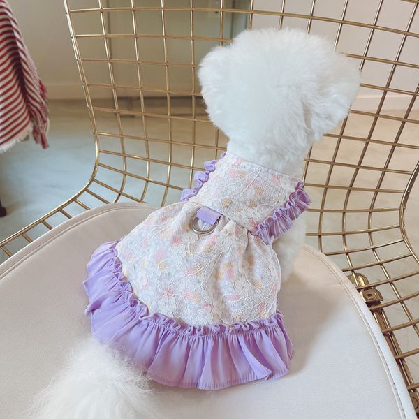 Vestido de vestuário para cães vestido de cachorro luxo pet lolita maid roupas moda moda algodão traje maltês cachorro chihuahua roupas florais vestuário de poodle 230504