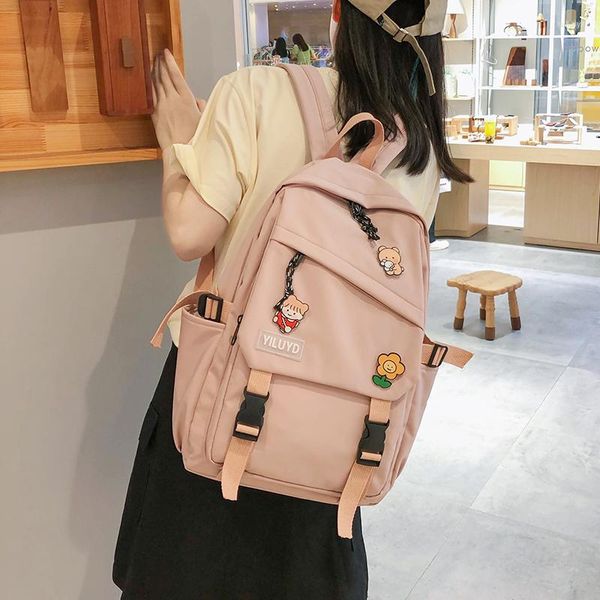 Backpack Women Multi Pocket Students Panda Badges Bolsa Escola Backpachas de Viagem para Viagem de ombro Adolescente