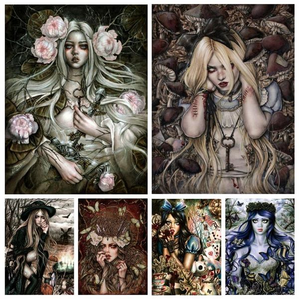 Stitch 5D Mystical Halloween Vampire Gril Demon Art Diamond Painting Rhineston Poster RACCHIO CROGE KIT DELLA DELLA parete Decor per casa