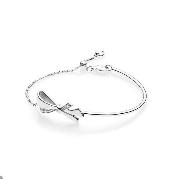 Pulseira de arco de arco espumante para Pandora autêntica esterlina Silver Silver Designer Party Bracelets for Women Sisters Gift Crystal Diamond Bracelet com conjunto de caixas originais