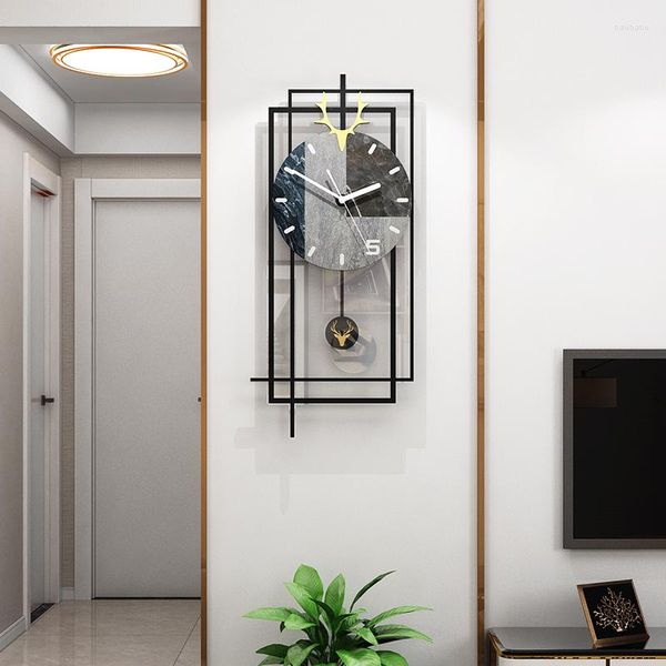 Orologi da parete Orologio grande orologio a pendolo appeso al quarzo moderno Horloge Decorazioni per la casa Soggiorno Poster artistici HY