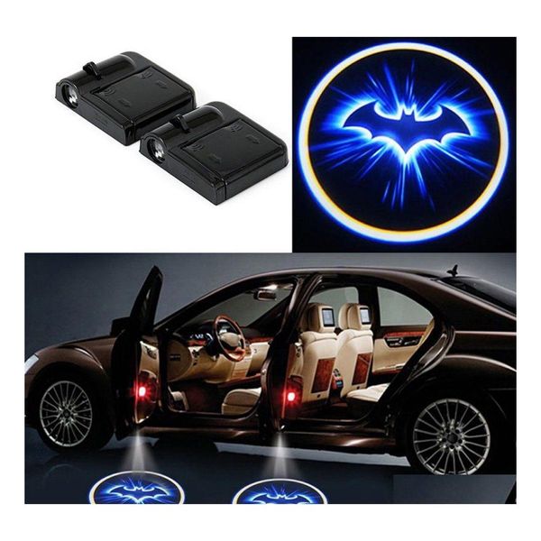 Dekorative Lichter Drahtloses Autotür-Willkommenslicht Kein Bohrtyp Cool Bat Logo LED-Laser-Schatten-Projektor-Lampe für die meisten Autos Drop Del Dhonn