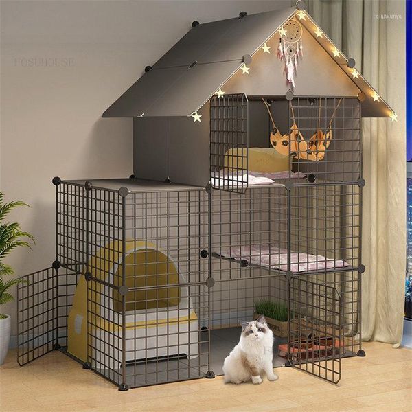 Katzentransportboxen Nordic Luxury Cages Home Indoor Villa Super Large Free Space Nest Living Room Balcony House Empty