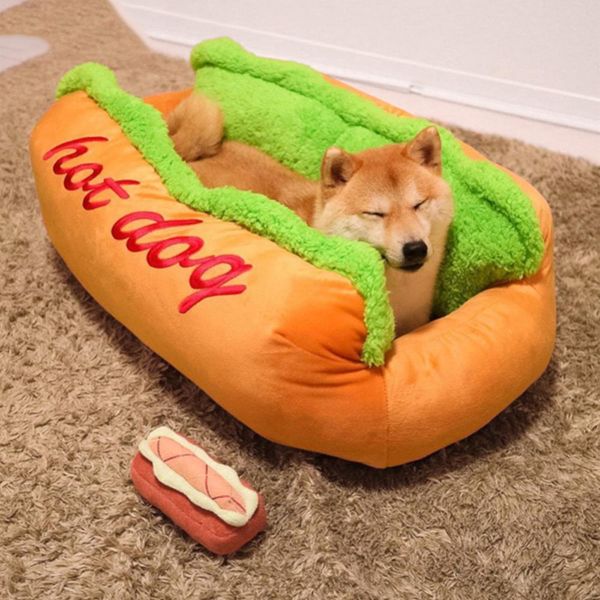 Tappetini Hot Dog Design Letti per animali domestici Tappetino morbido rimovibile Divano Simpatico cucciolo di gatto Nido per dormire Cuscino Biancheria da letto per canile Coop Forniture per cani di taglia grande e media