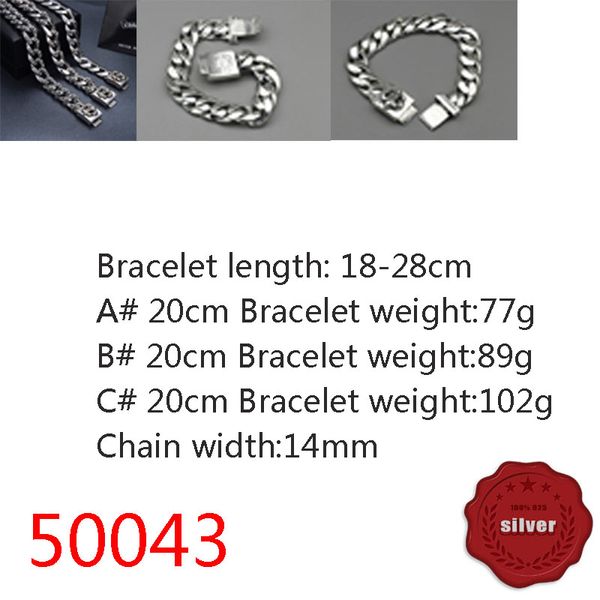 50043 Hip Hop S925 Bracciale in argento sterling Stile punk Personalizzato Gioventù Croce Fiore Barca Ancora Lettera Gioielli Coppia Accessori popolari