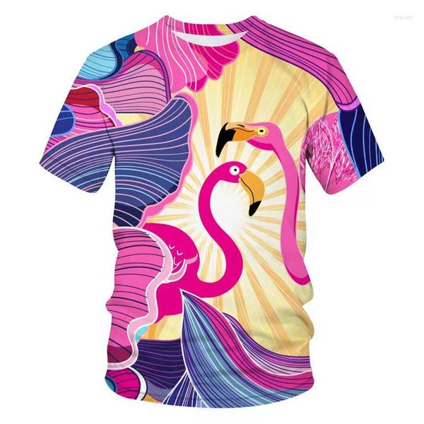 T-shirt da uomo 3D Collezione Fun Hip Hop da uomo T-shirt Fashion Flamingo Print Street Apparel 2023 Summer Harajuku Top