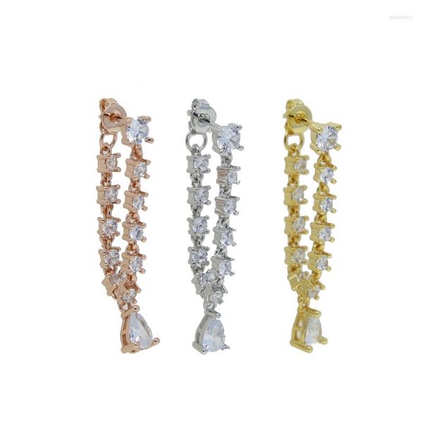 Brincos de garanhão cor de prata ouro multi piercing brinco de luxo provocando 5a estação CZ Tassel Tassel Chain Vermeil Fashion Women Jewelry