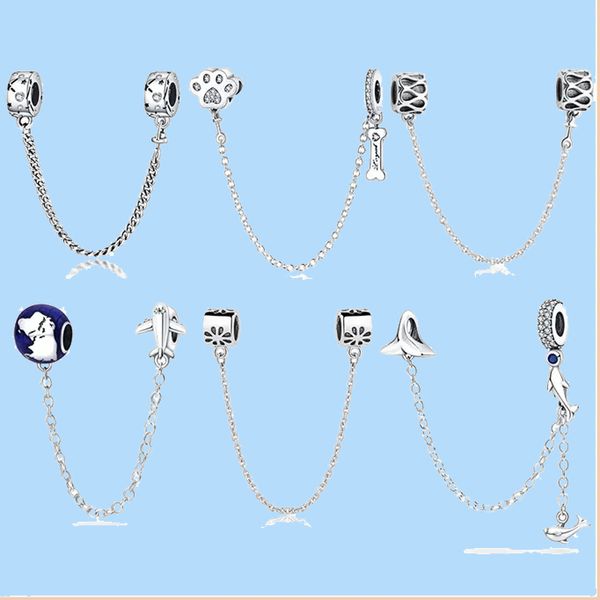 925 Sterling Silver Charms para fabricação de jóias para miçangas pandora balanço charme mulheres contas de alta qualidade jóias presentes por atacado Cadeia de segurança de pata de gato