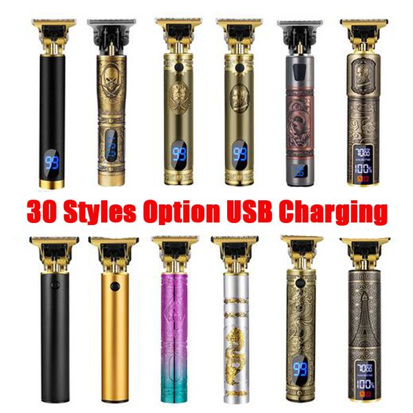 T9 Men Electric Hair Clippers Erwachsene Razors Professionelle lokale Friseurhaarecke Rasierer Frisur USB Cordless Trimmer Gold LCD T-Blade Schneidmaschine gegen Kemei Pro