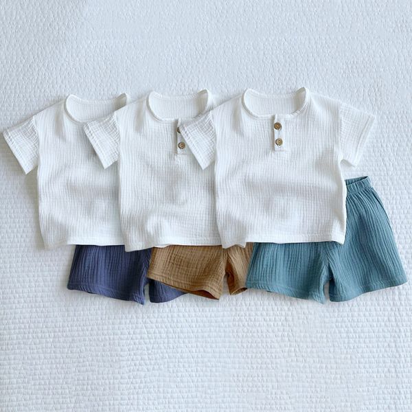 Conjuntos de roupas de roupas de menino de menino conjunto de mangas curtas tops shorts de camisetas infantil roupas para crianças roupas de verão de algodão orgânico para menino 230505