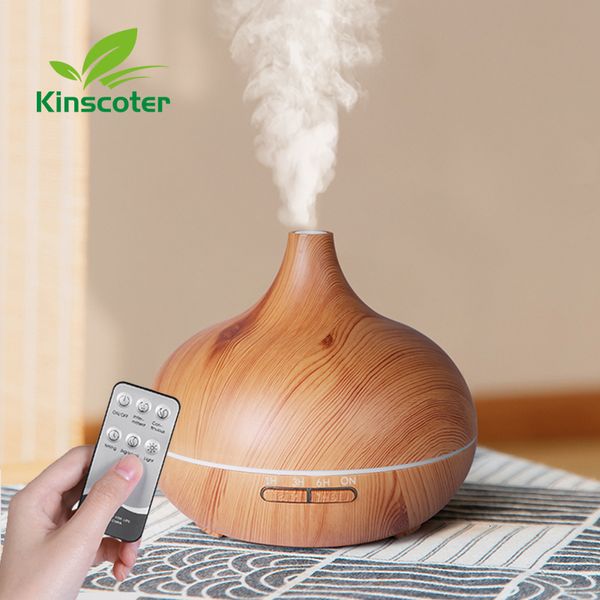 Diffusori di oli essenziali Alta qualità 500 ml Diffusore di oli essenziali per aromaterapia Grano del legno Telecomando Umidificatore ad ultrasuoni con luce a 7 colori 230504