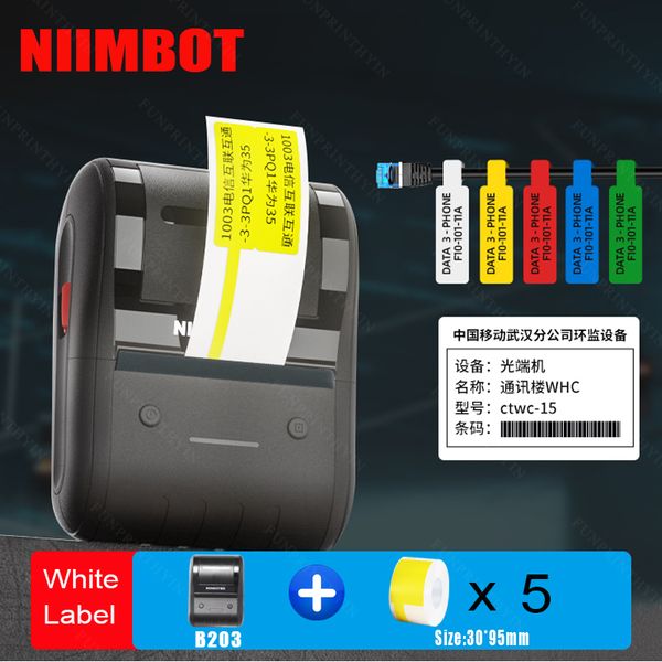 Termal Kağıt Niimbot B203 Etiket Yazıcı artı 5 Rolls Taşınabilir El Sticker Renk Kablo Etiketi Fiyatı 230504