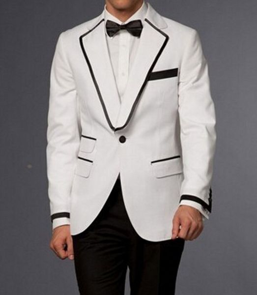 Brand New White Bräutigam Smoking Kerbe Revers Slim Fit Herren Hochzeit Smoking Mode Herren Jacke Blazer Herren Prom Dinner/Darty Anzug Jacke Hose Krawatte 619