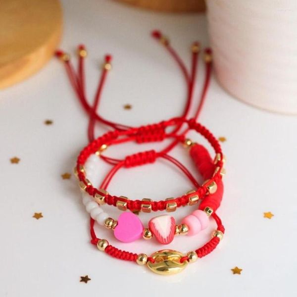 Strang KKBEAD Lucky Red Strings Bracelets Set Handmade Braided Bracelet For Women In Designer Jewelry Gift Girl