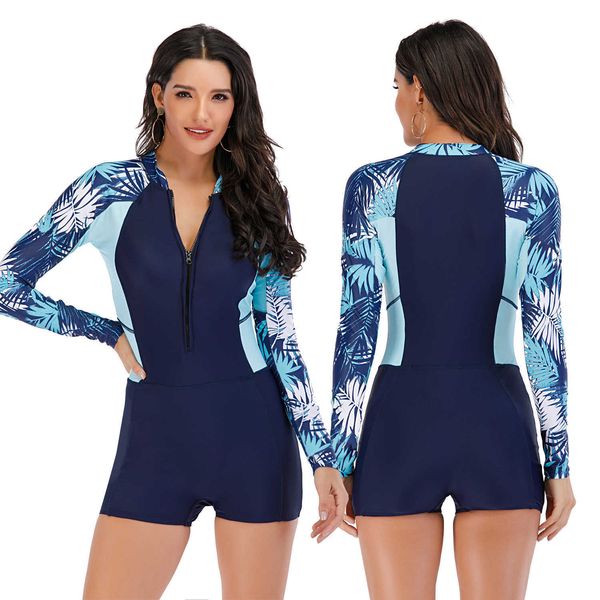 Mute Mute stagne 2023 Stampa floreale Rashguard Costume intero Costume da bagno manica lunga Costumi da bagno donna Costume da bagno retrò Costume da bagno vintage da surf J230505