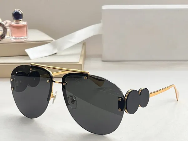 Designer de moda 2250 óculos de sol para mulheres estrela mesmo óculos de metal único sem armação em forma de piloto ao ar livre estilo versátil proteção UV vem com estojo
