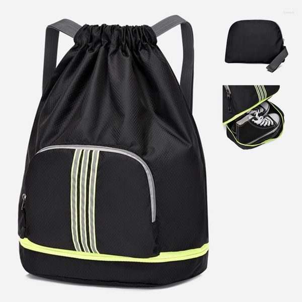 Outdoor-Taschen Turnbeutel Herren Reisen Wochenende Schule Bolsas Fitness Zubehör Falten Kordelzug Gepäck Schuhtasche Sport Damen