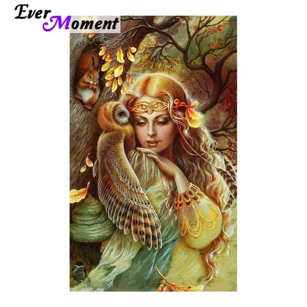 Стич Ever Moment Diamond Painting Beautiful Girl Owl Squirrel Diy 5D Diamond Emelcodery Mosaic Cross Stitch Pictures Wall ASF904