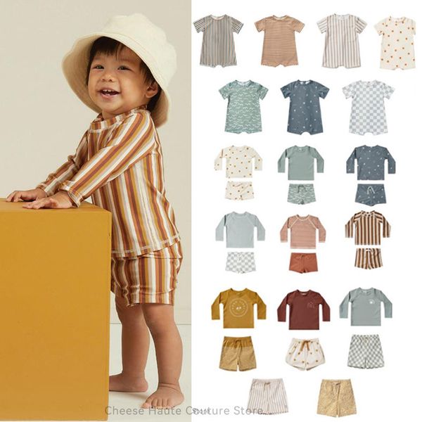 Roupas de roupas RC Baby Boys Swimwears 112y Summer Brand Kids Simple Floral Striped Padrão Infantil Aprendizagem Nada de Banho Fatos 230504