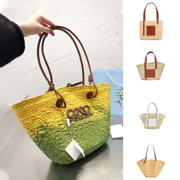 Klasik anagram lüks Hasır askılı çanta erkekler a5 tote Shopper örgü sarı çanta Kadın debriyaj Omuz Çantası büyük tasarımcı kova Crossbody seyahat Plaj çantaları